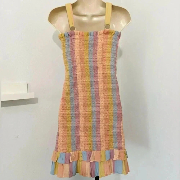 New American Eagle Smocked Dress Mini Picnic Print - Picture 3 of 7